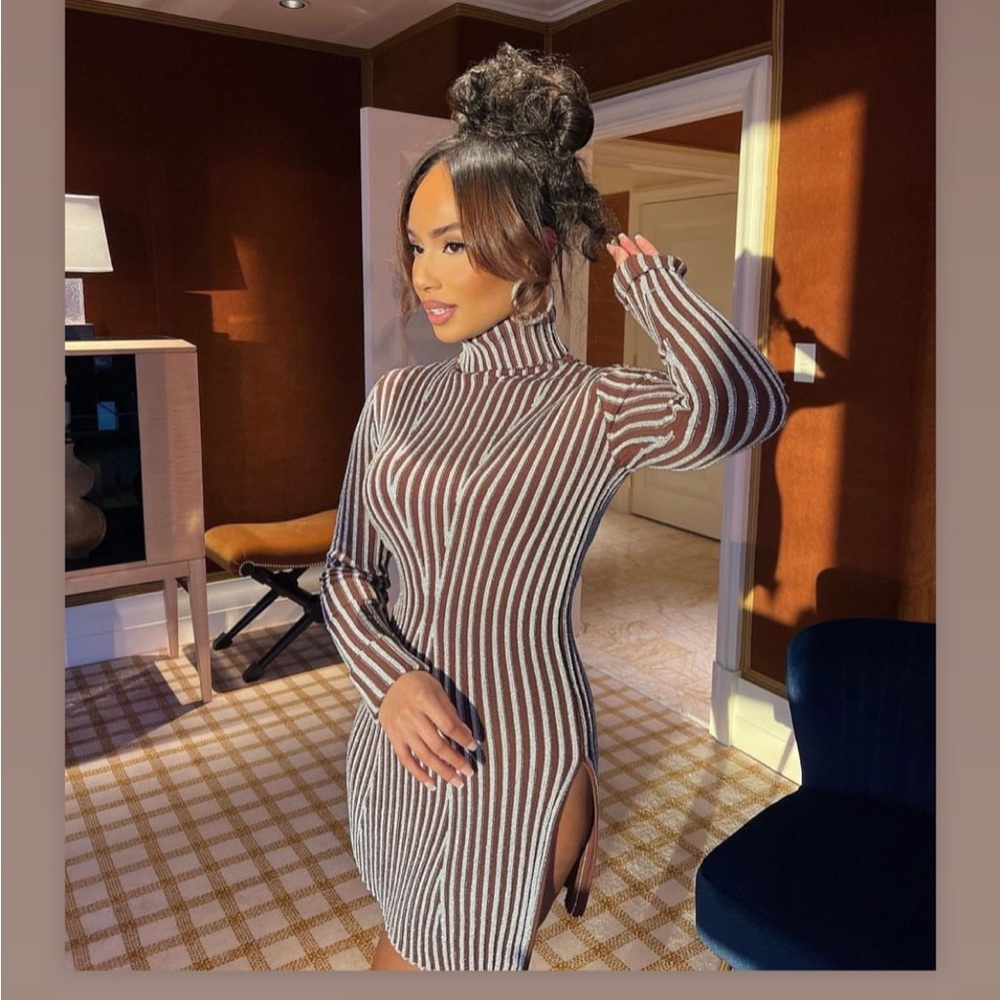 Hanifa Cici mini knit dress in brown